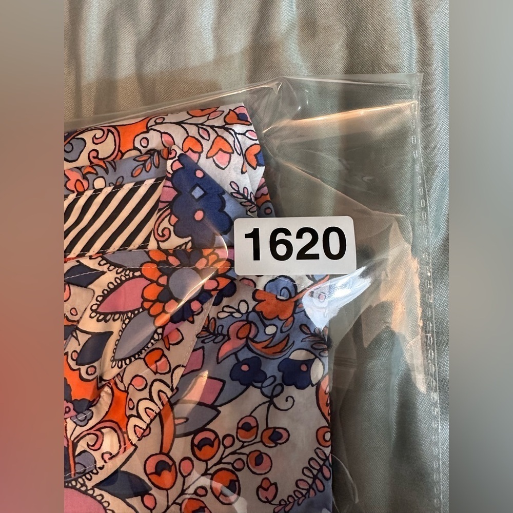 Talbots Button Front Shirt Top Orange Blue Pink Floral Long Sleeve  Large #1620 - Picture 6 of 6